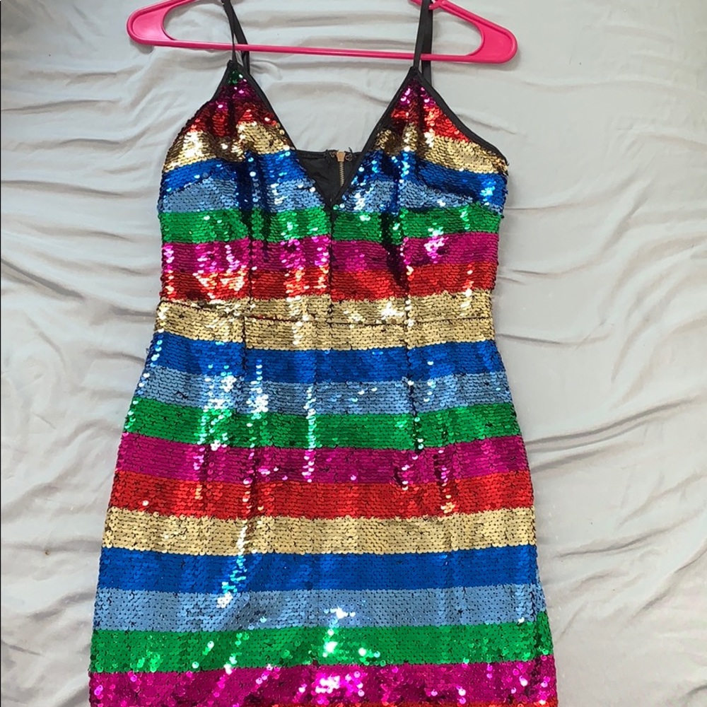 Rainbow sequence dress